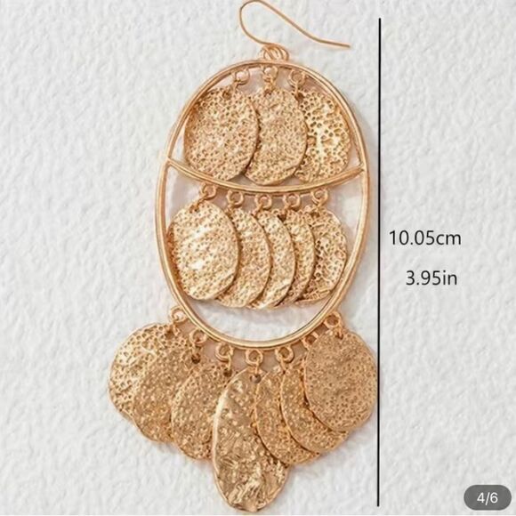 🔅🆕🔅✨Golden BoHo Discs Ethnic Dangle Earrings🔅✨ - Picture 5 of 7